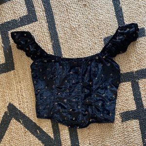 NWOT Free People Embroidered Corset Crop.